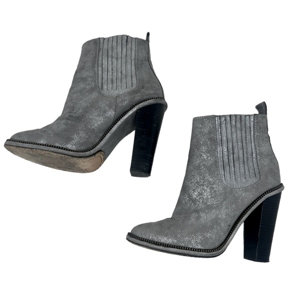 Opening Ceremony Boho Metallic Leather Ankle Boot Gray Western Revival Sz 39 US7 - Picture 6 of 15